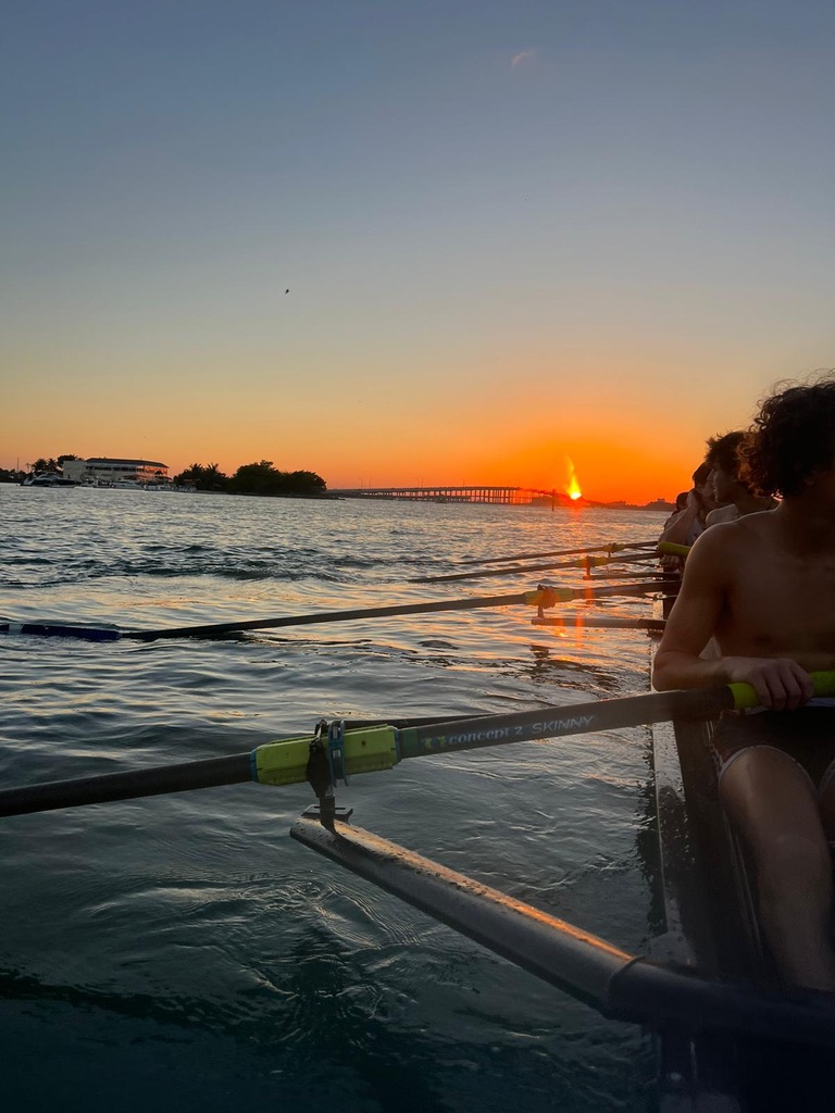 Rowing at sunset