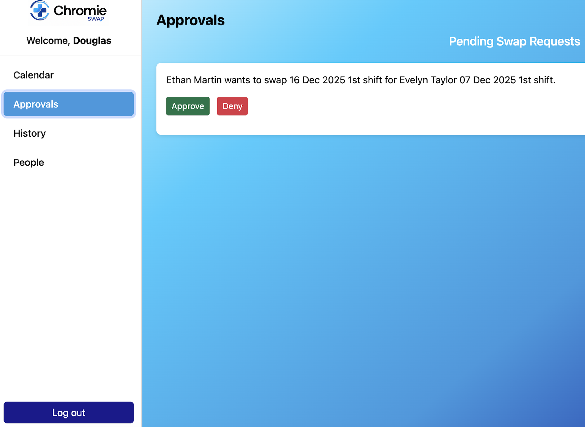 Manager approval view